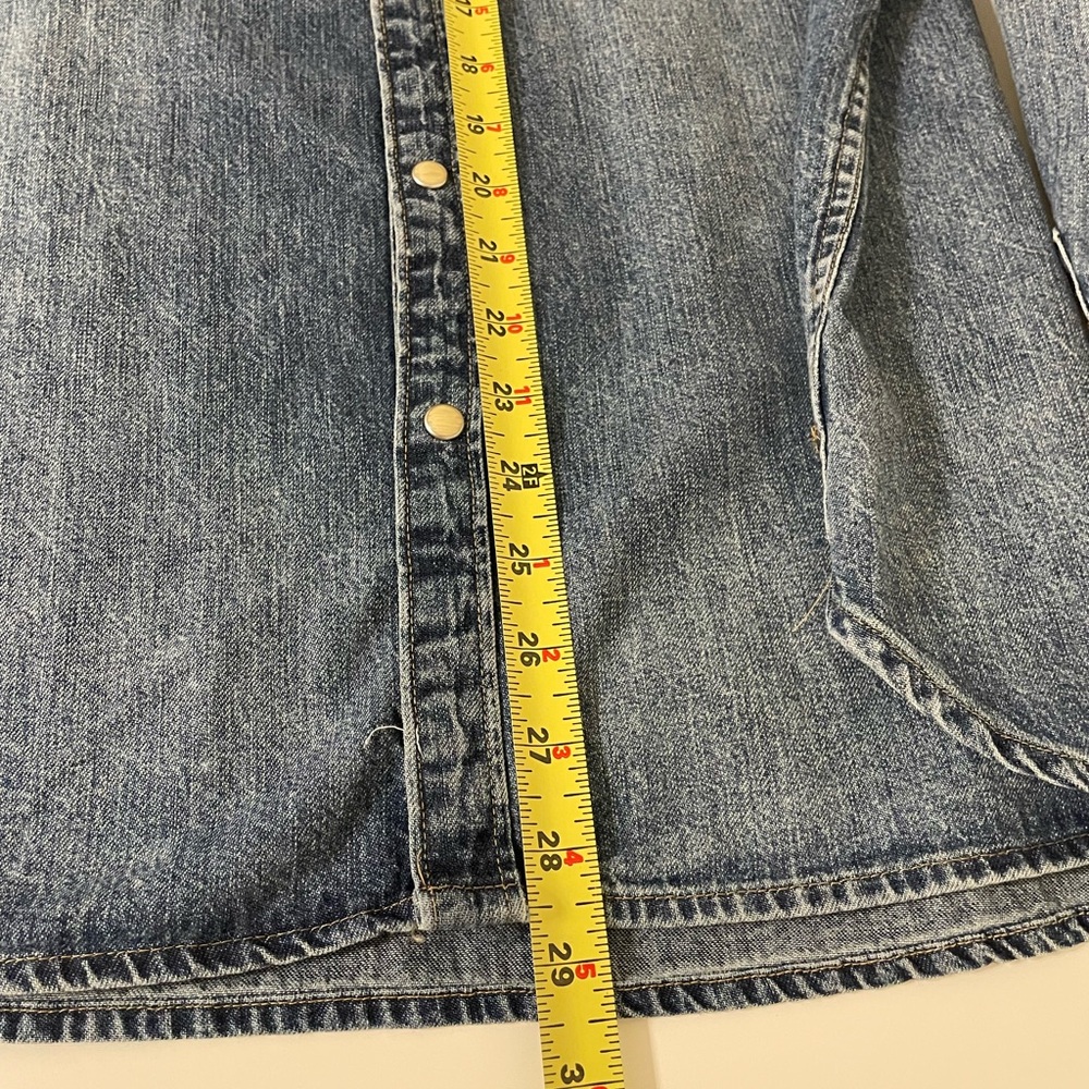 New LUCKY BRAND Womens Washed Denim Snap Front Button Down Shirt Large - Picture 9 of 11
